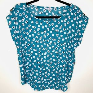 IRIS BLUE FLORAL BLOUSE LARGE